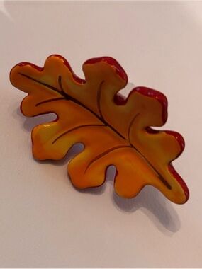 Nora Fleming Orange & Red Oak Leaf Miniature Serveware Mini